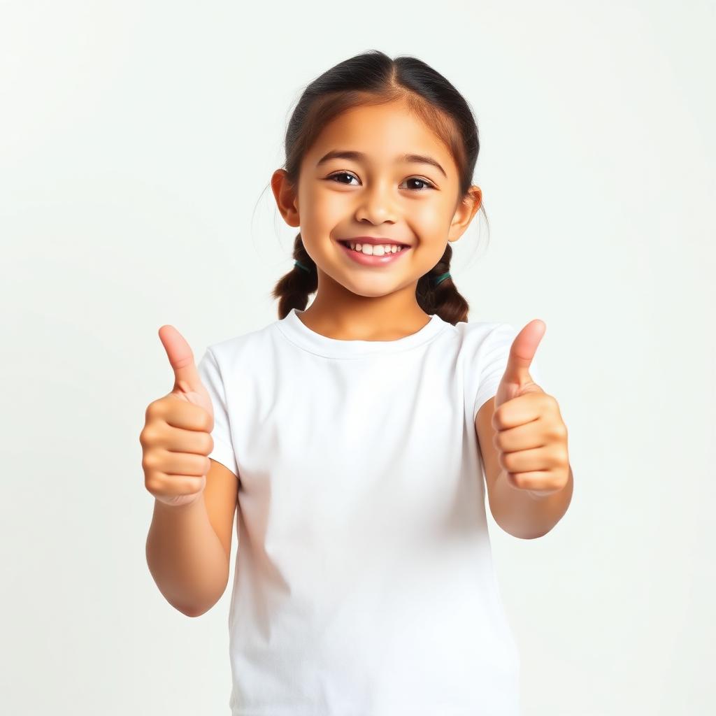 Niña feliz con pulgares arriba